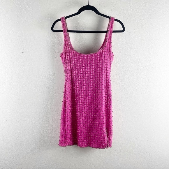 Khanums Kefi Crystal Embellished Beaded Mini Dress Pink Small Cocktail Party - Picture 2 of 12